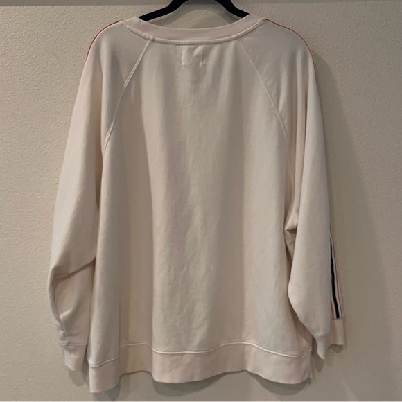 NWOT Lou & Grey Cream Crewneck with Striped Detail - Picture 2 of 6